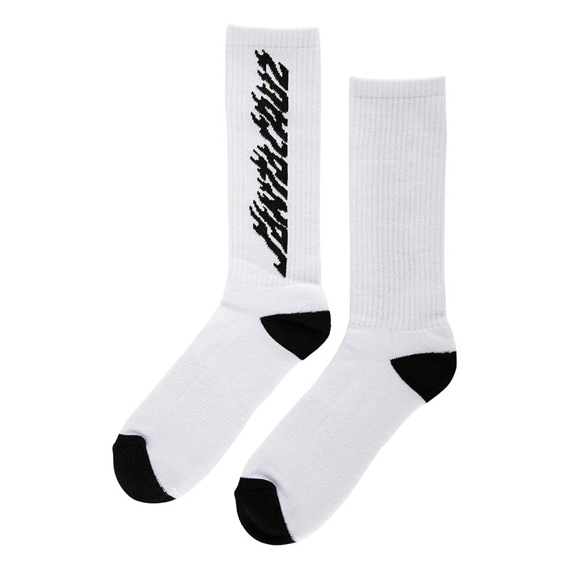 Santa Cruz Solid Flame Strip White Mens Socks 1pr