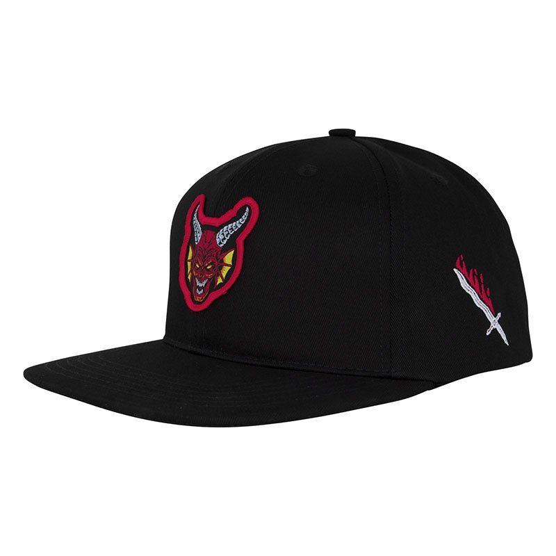 Santa Cruz X Stranger Things Hellfire Club Snapback Structured Hat Black OS Unisex 5150 Skate Shop