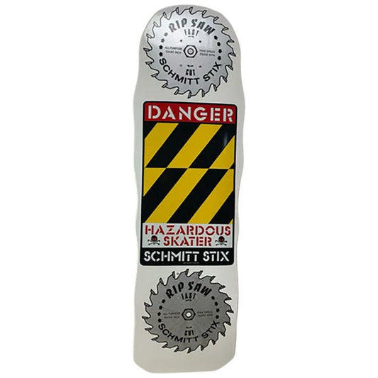 Schmitt Stix 10" x 33" WHITE DIP Danger Saw Skateboard Deck 5150 Skate Shop