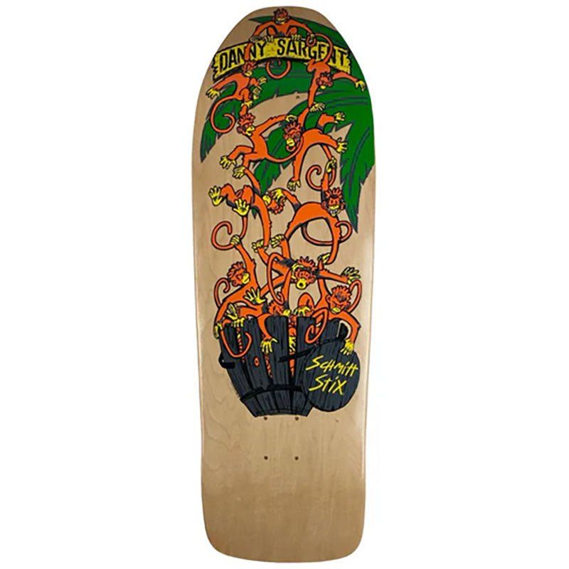 Schmitt Stix 9.75" x 31.25" NATURAL Danny Sargent Barrel of Monkeys Skateboard Deck 5150 Skate Shop
