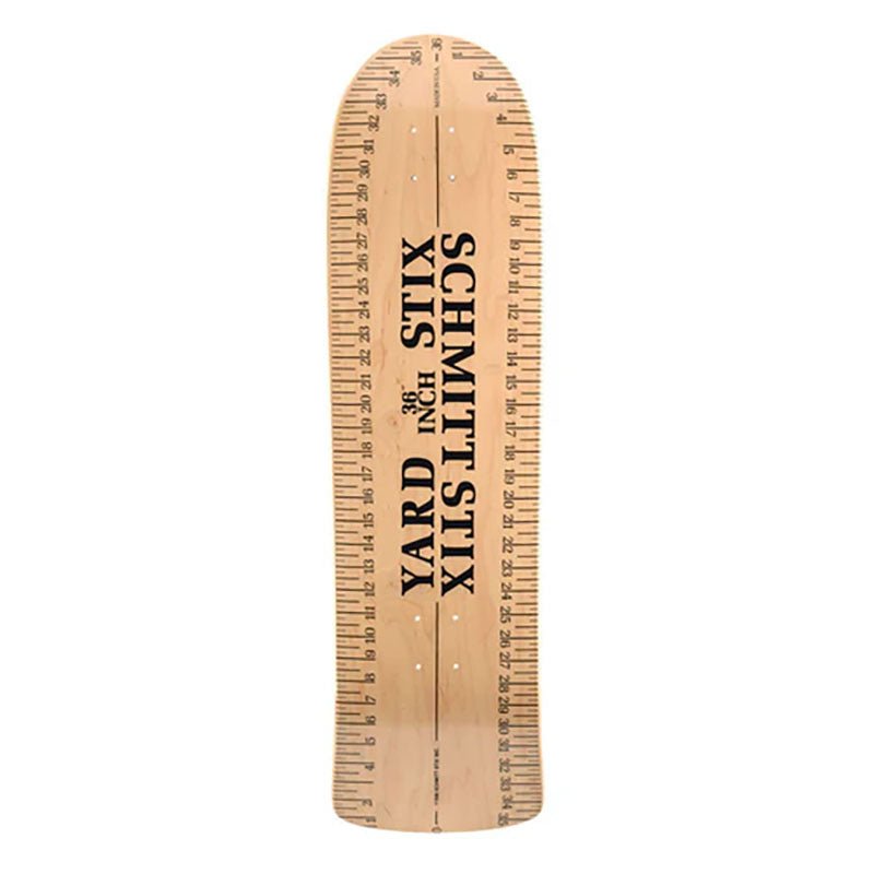 Schmitt Stix 9.625" x 36"Yard Stick 1 of 1 NATURAL with Gold Lettering Skateboard Deck - 5150 Skate Shop