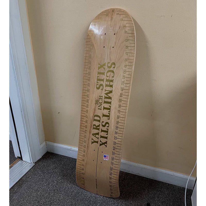 Schmitt Stix 9.625" x 36"Yard Stick 1 of 1 NATURAL with Gold Lettering Skateboard Deck - 5150 Skate Shop