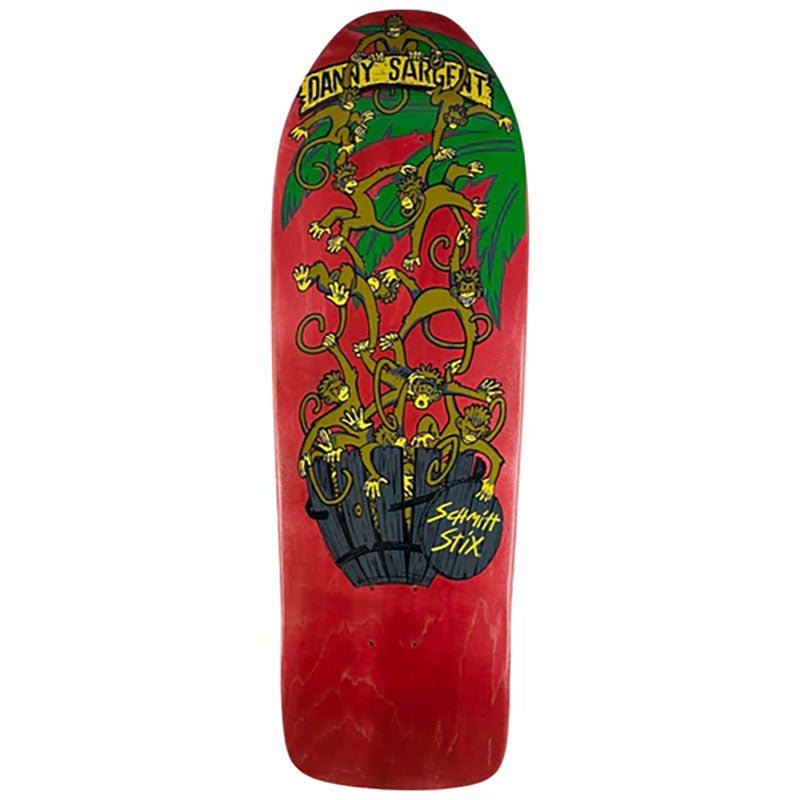 Schmitt Stix 9.75" x 31.25" RED STAIN Danny Sargent Barrel of Monkeys Skateboard Deck (On The Way)