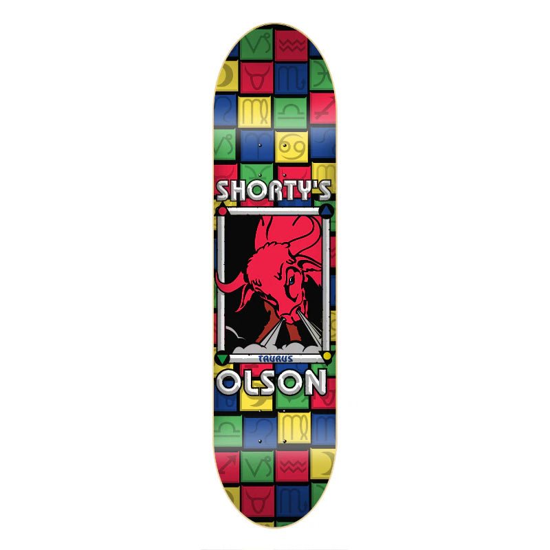 Shorty's 8.25" LIMITED EDITION Olson Taurus Red Skateboard Deck.