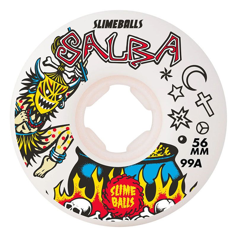Slime Balls 56mm 99a Salba Witch Doctor Reissue Chubbies White Skateboard Wheels 4pk 5150 Skate Shop