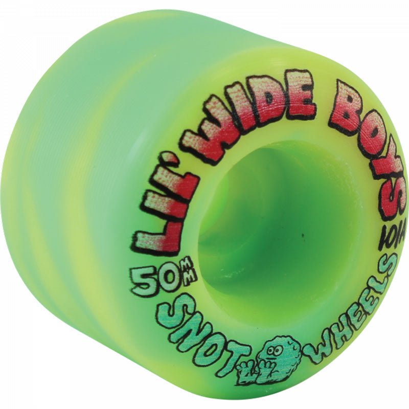 Snot Wheel Co. 50mm 101a LIL WIDE BOYS GREEN/YELLOW SWIRL Skateboard Wheels 4pk - 5150 Skate Shop