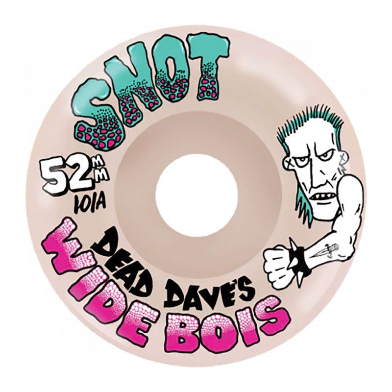 Snot Wheel Co. 52mm 101a Dead Dave's Wide Boys White Skateboard Wheels 4pk 5150 Skate Shop