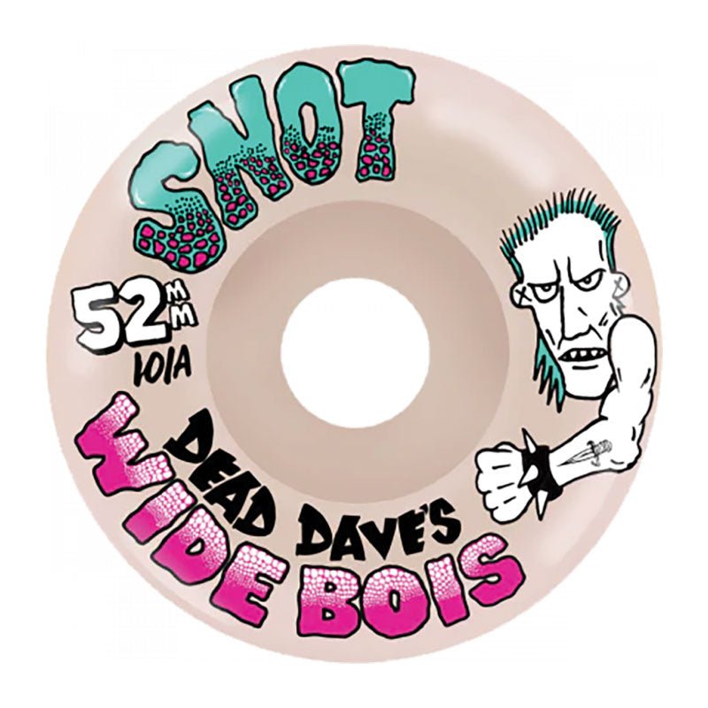 Snot Wheel Co. 52mm 101a Dead Dave's Wide Boys White Skateboard Wheels 4pk