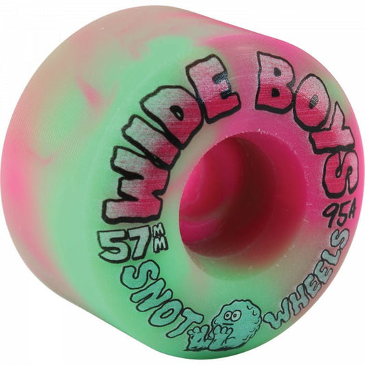 Snot Wheel Co. 57mm 95a WIDE BOYS GREENN/PINK SWIRL Skateboard Wheels 4pk - 5150 Skate Shop