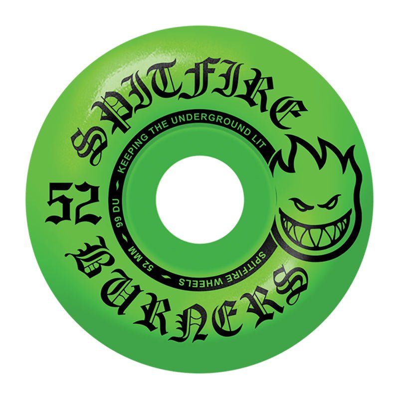 Spitfire 52mm 99a BURNERS GREEN Skateboard Wheels 4pk
