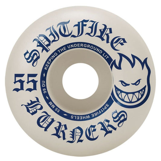 Spitfire 55mm 99du BURNERS White/Blue Skateboard Wheels 4pk 5150 Skate Shop