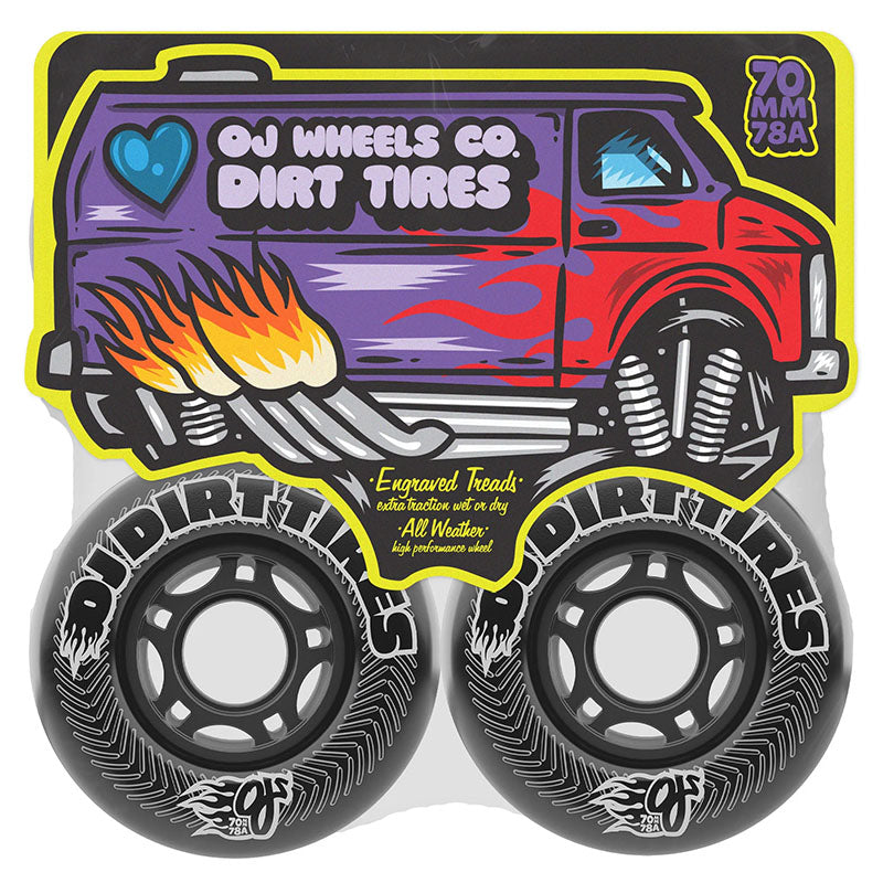 OJ  70mm 78a Vandals Dirt Tires Thunder Juice Black Skateboard Wheels 4pk