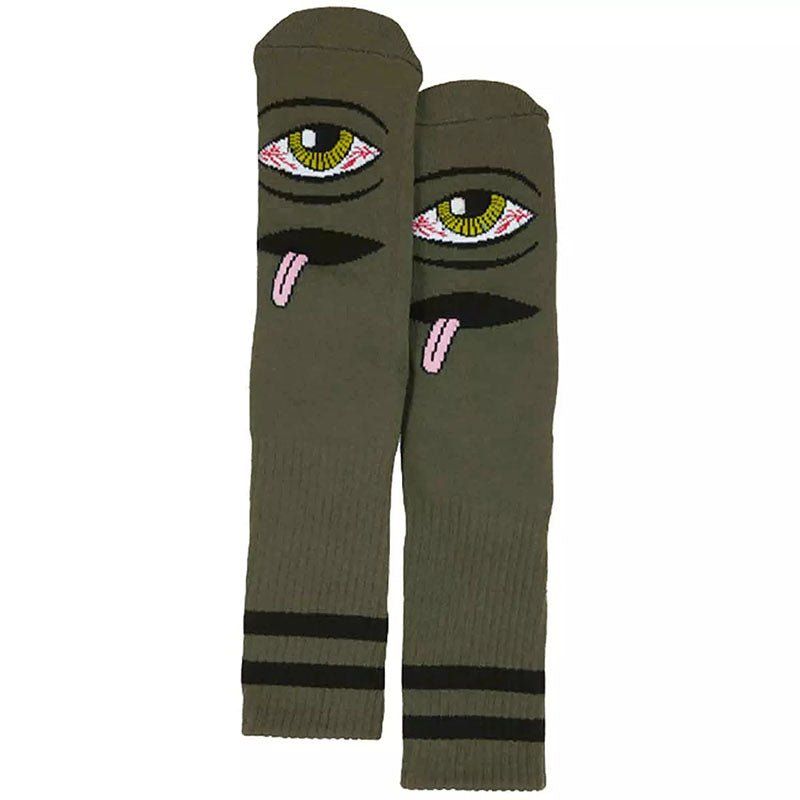 Toy Machine Bloodshot Eye Army Green Socks 1pr 5150 Skate Shop
