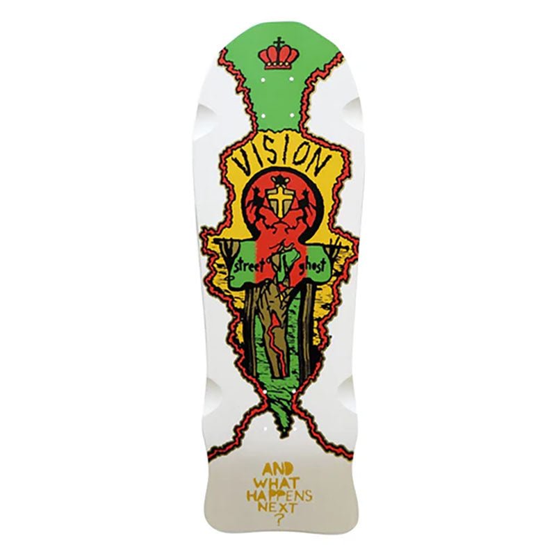 Vision 9.75" x 29.75" Street Old Ghost White Dip Green Skateboard Deck - 5150 Skate Shop