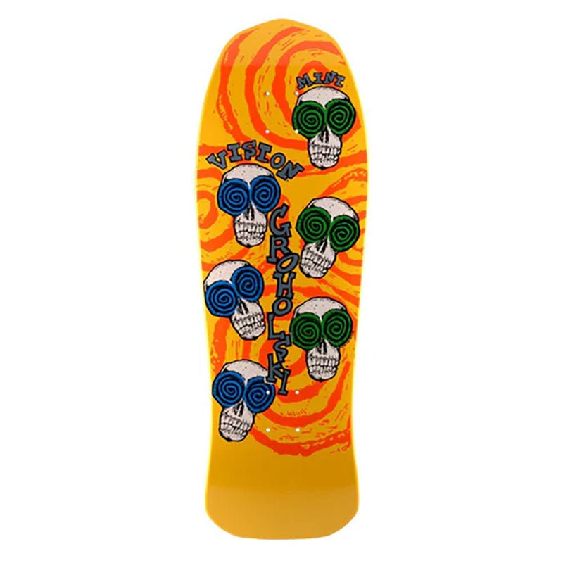 Vision 9.75" x 30" YELLOW Groholski Skeleton Mini Skateboard Deck