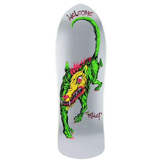 Welcome 10" x 30" Chris Miller Beast On Crossbone Metallic SILVER Skateboard Deck - 5150 Skate Shop