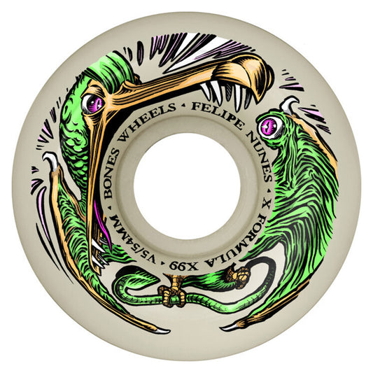 Bones Wheels X-Formula Nunes Dino-Sortas V5 Sidecut 54mm 99a Skateboard Wheels 4pk