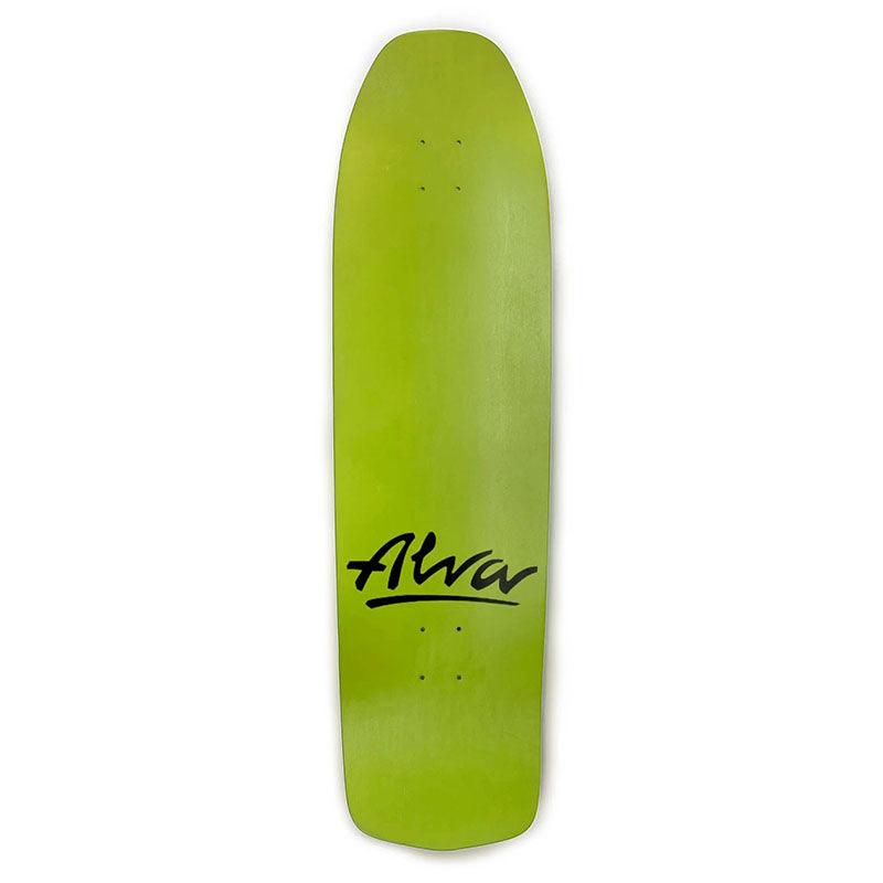 ALVA 10" x 36.25" Short Stuff Neon Yellow Dipped Shaped Wheel Wells Skateboard Deck
