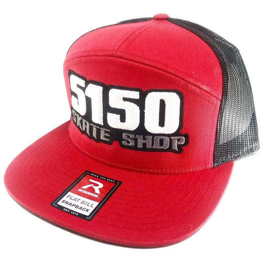 5150 Skate Shop #A1 Flat Bill Mesh Back White/Black/Silver/Red Hat-5150 Skate Shop