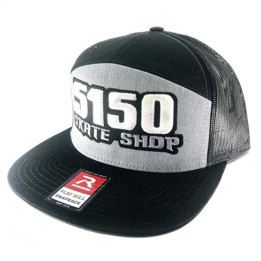 5150 Skate Shop #B2 Flat Bill Grey Mesh Back White/Black/Silver Hat-5150 Skate Shop