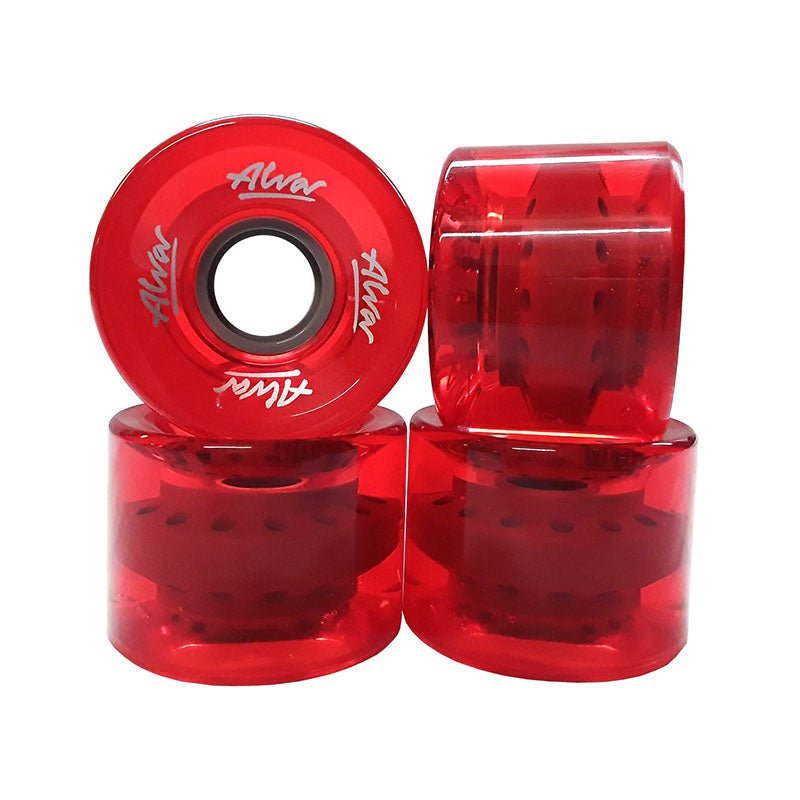 Alva 60mm x 44mm Cruiser High-Performance Clear Red Urethane Skateboard wheels 4pk - 5150 Skate Shop