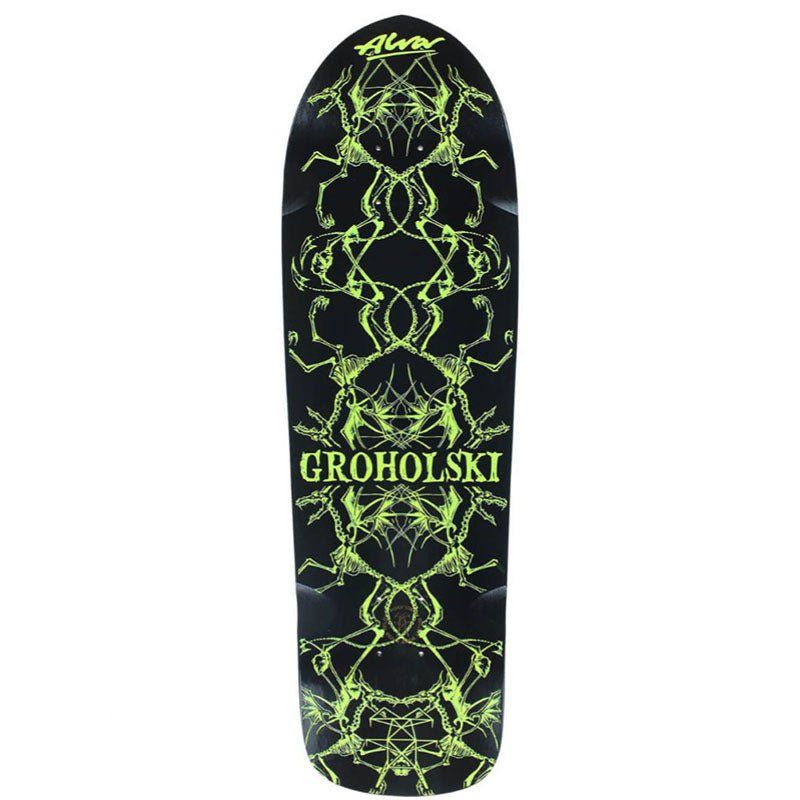 Alva 9.25" x 33.25" Black/Green Groholski Guest Skateboard Deck (Warped) 5150 Skate Shop