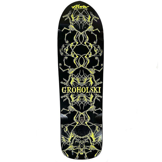 Alva 9.25" x 33.25" Black/Yellow Groholski Guest Skateboard Deck (Warped) 5150 Skate Shop