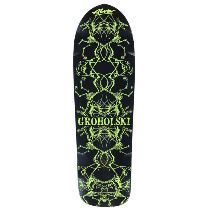 Alva 9.25" x 33.25" Black/Green Groholski Guest Skateboard Deck - 5150 Skate Shop