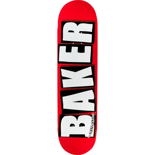Baker Brand Logo 8.25" x 31.875" RED/WHITE Mellow Concave Skateboard Deck - 5150 Skate Shop