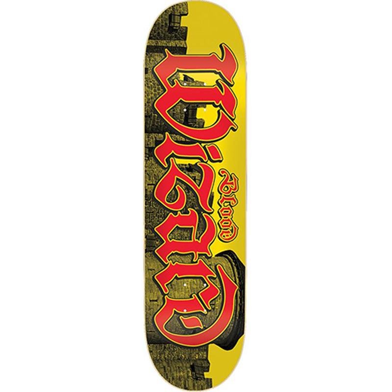 Blood Wizard 8.25” Castle Script Logo Yellow Skateboard Deck - 5150 Skate Shop