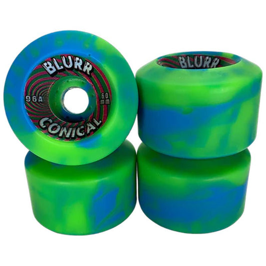 Blurr 60mm 96a Re-Issue Swirl Conical Green/Blue Skateboard Wheels 4pk - 5150 Skate Shop
