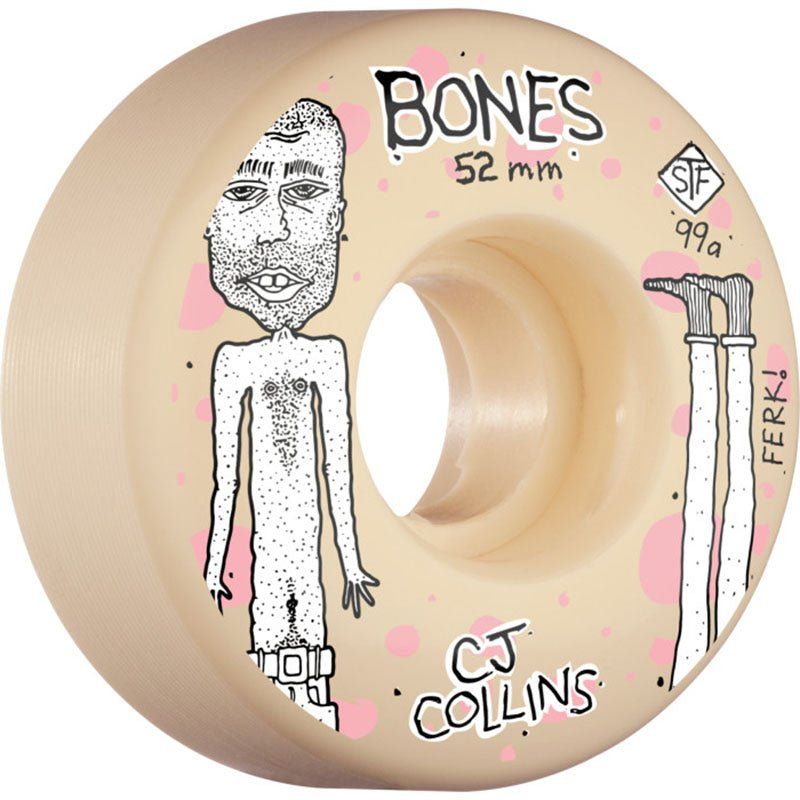 Bones 52mm  99a PRO STF Collins Ferk V3 Slim Skateboard Wheels 4pk 5150 Skate Shop