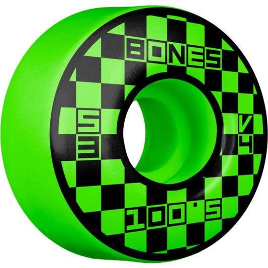Bones 53mm 100a V4 Wide OG Formula Block Party Green Skateboard Wheels 4pk - 5150 Skate Shop