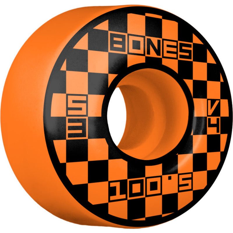 Bones 53mm 100a V4 Wide OG Formula Block Party Orange Skateboard Wheels 4pk - 5150 Skate Shop