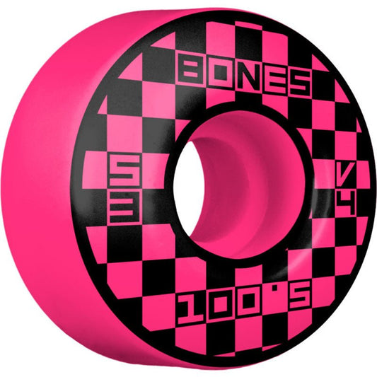 Bones 53mm 100a V4 Wide OG Formula Block Party Pink Skateboard Wheels 4pk - 5150 Skate Shop
