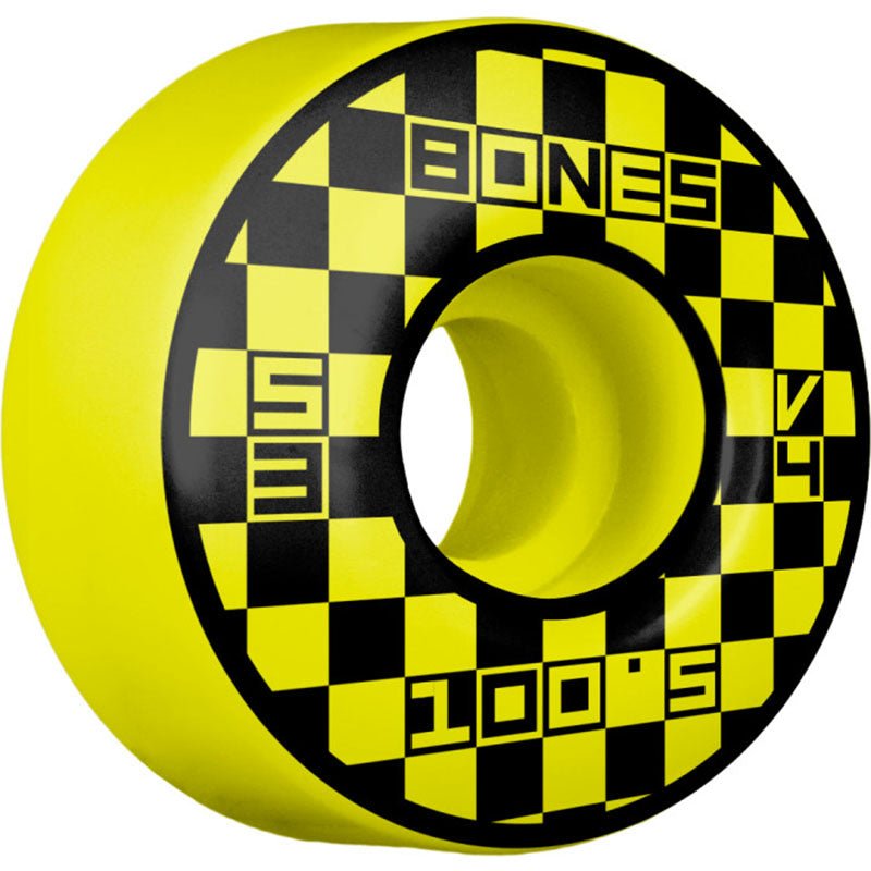 Bones 53mm 100a V4 Wide OG Formula Block Party Yellow Skateboard Wheels 4pk - 5150 Skate Shop