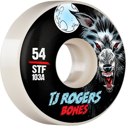 Bones 54mm 103a PRO STF Rogers Black Wolf V3 Slims Skateboard Wheels 4pk - 5150 Skate Shop