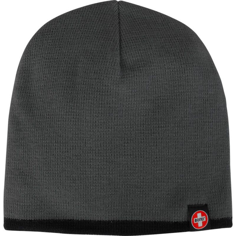 Bones Bearings Swiss Tag Knit Charcoal/Black Beanie 5150 Skate Shop