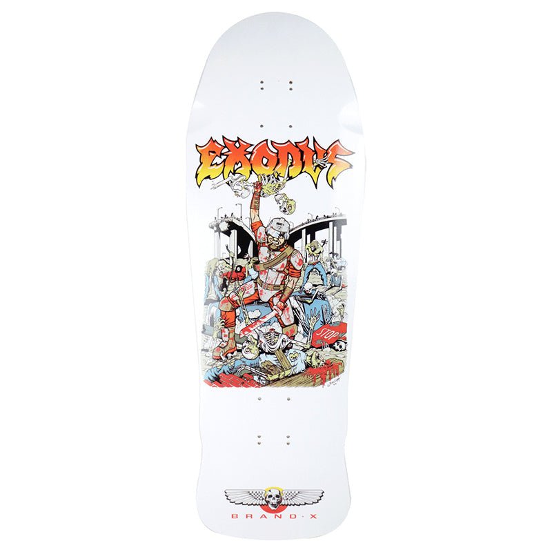 Brand-X-Toxic 10.25" x 31" Exodus Killing Crew White Hand Screened Shaped Skateboard Deck-5150 Skate Shop