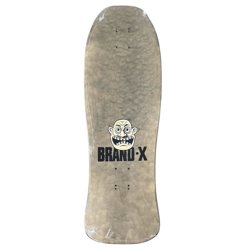 Brand-X-Toxic Anthax 10" x 32" 1987 Collectors Edition Shaped Hand Screened Tan Skateboard Deck - 5150 Skate Shop