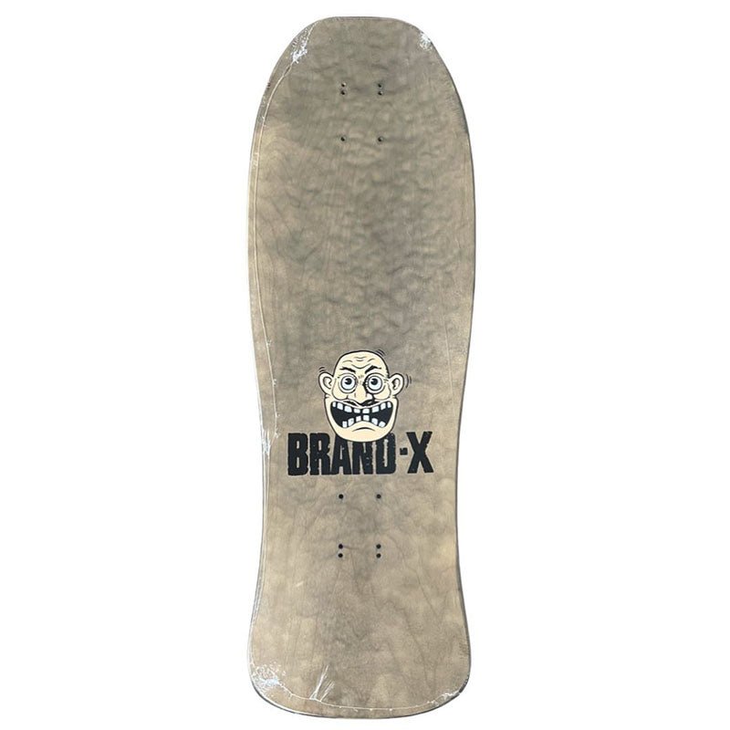 Brand-X-Toxic Anthax 10" x 32" 1987 Collectors Edition Shaped Hand Screened Tan Skateboard Deck-5150 Skate Shop