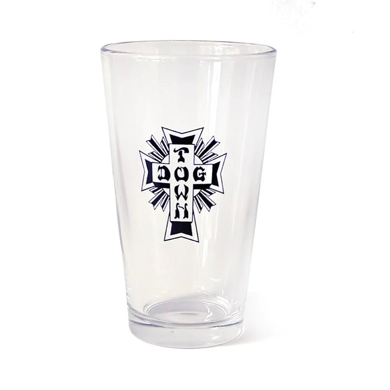 Dogtown 16oz Cross Logo Pint Clear/Black Glass-5150 Skate Shop