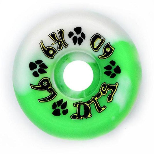 Dogtown 60mm x 97a K-9 80's Neon Green/White Swirl Skateboard Wheels 4pk 5150 Skate Shop