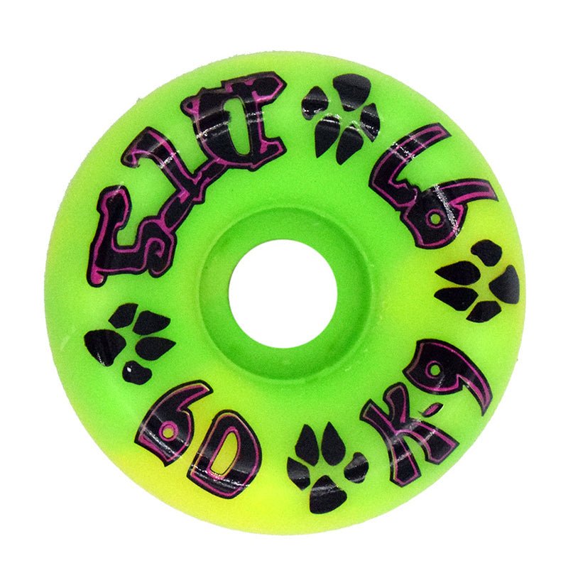 Dogtown 60mm x 97a K-9 80s Neon Green / Neon Yellow Swirl Skateboard Wheels 4pk-5150 Skate Shop