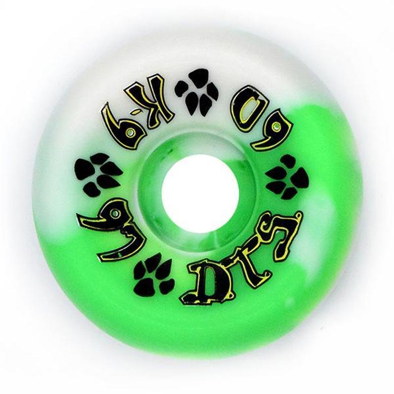 Dogtown 60mm x 97a K-9 80's Neon Green/White Swirl Skateboard Wheels 4pk-5150 Skate Shop