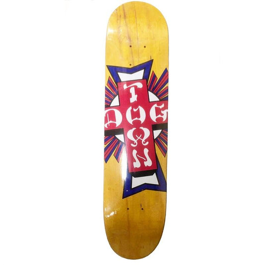 Dogtown 7.25" Street Cross Logo Yellow Stain/Red Cross Skateboard Deck-5150 Skate Shop