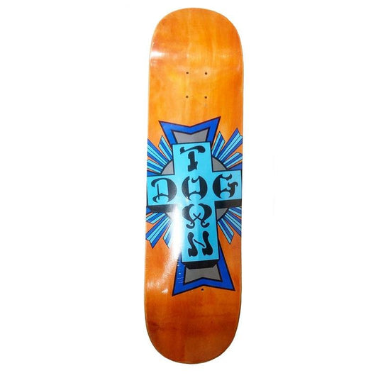 Dogtown 8.375" Street Cross Logo Orange Stain/Blue Cross Skateboard Deck-5150 Skate Shop