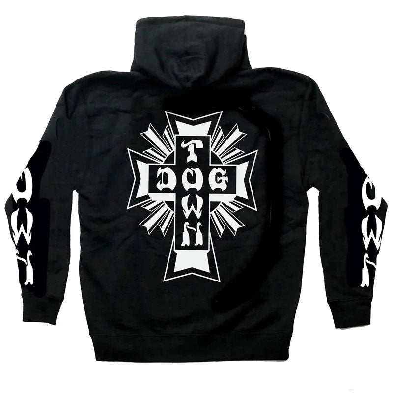 Dogtown Cross Logo Pullover Hooded Sweatshirt w/ Sleeve Print-5150 Skate Shop