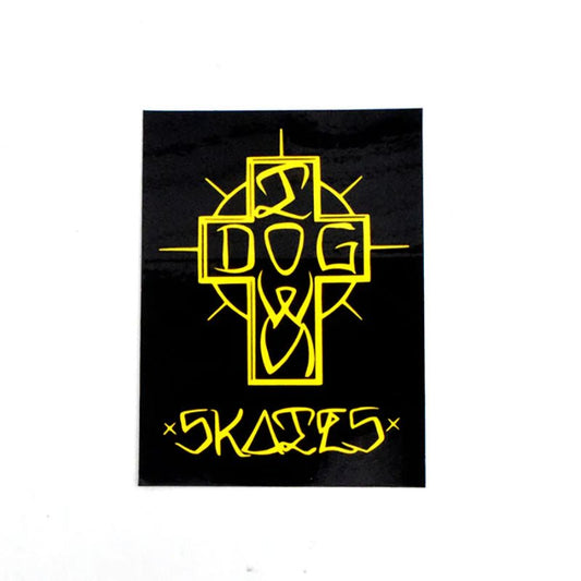 Dogtown Skateboards 4" Tall Black/Yellow Ese Cross Sticker - 5150 Skate Shop