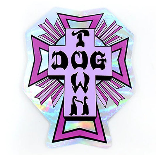 Dogtown Skateboards 4" Tall Purple Cross Logo Hologaphic Sticker - 5150 Skate Shop